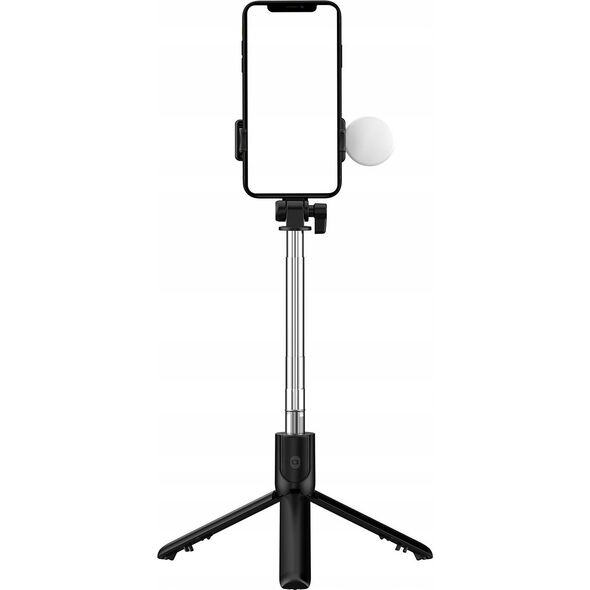 Selfie stick Hurtel Selfie stick WR1YXS teleskopowy tripod 0.71m z okrągłą lampą - czarny 14146930 5907769360572