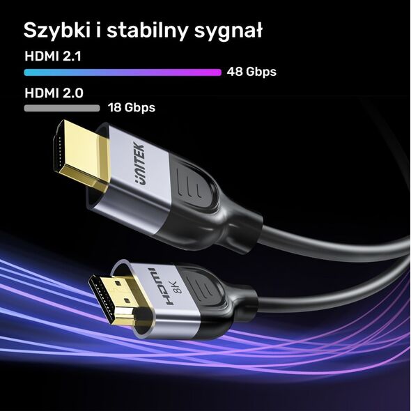 Kabel Unitek Unitek Kabel HDMI 2.1 8K 60Hz, czarny, 1m 14147277 4894160054272