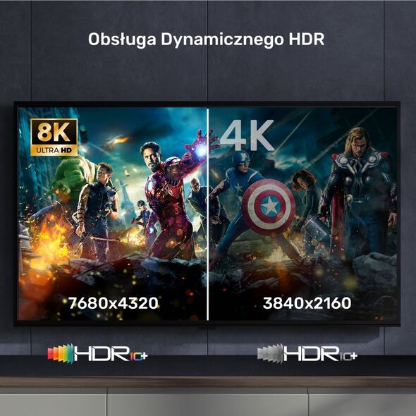 Kabel Unitek Unitek Kabel HDMI 2.1 8K 60Hz, czarny, 1m 14147277 4894160054272