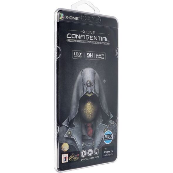 X-One Szkło hartowane X-ONE Full Cover Extra Strong Privacy - do iPhone 15 Pro Max (full glue) czarny 14150540 5903396216251