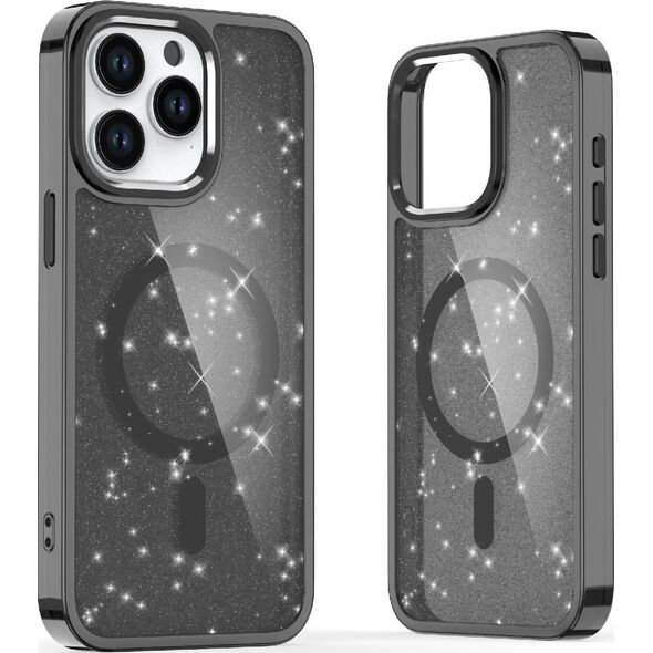 Hurtel Etui Glitter Case MagSafe na iPhone 16 Pro Max - czarne z brokatem 14150693 5907769363887