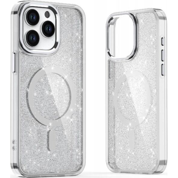 Hurtel Etui Glitter Case MagSafe na iPhone 16 - białe z brokatem 14150709 5907769363894