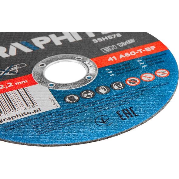 Graphite Tarcze tnące do metalu 125 x 1.0 x 22.2 mm, 41 A60-T-BF, 10 sztuk folia 14151302 5902062107039