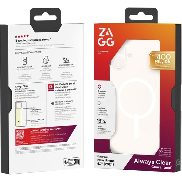 Zagg International ZAGG Crystal Palace Snap - obudowa ochronna do iPhone 16 Plus kompatybilna z MagSafe (clear) 14151536 840390318794