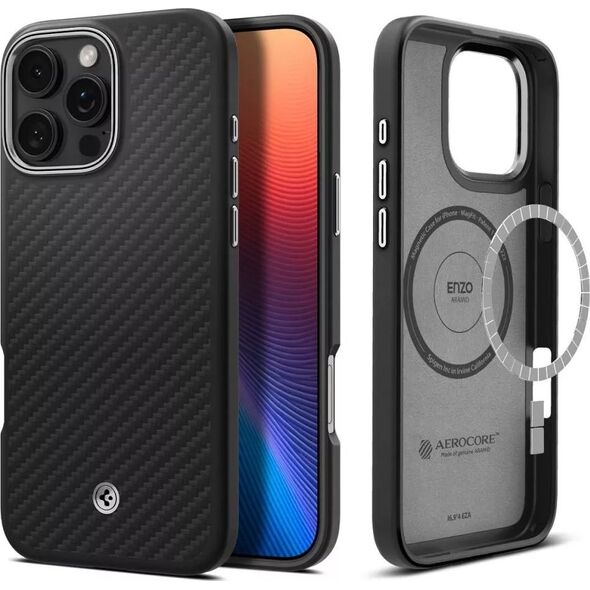 Spigen SPIGEN ENZO ARAMID MAG MAGSAFE IPHONE 16 PRO MAX MATTE BLACK/SILVER 14157154 8809971229531