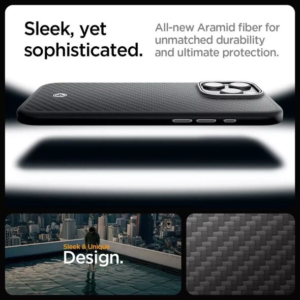 Spigen SPIGEN ENZO ARAMID MAG MAGSAFE IPHONE 16 PRO MAX MATTE BLACK/SILVER 14157154 8809971229531
