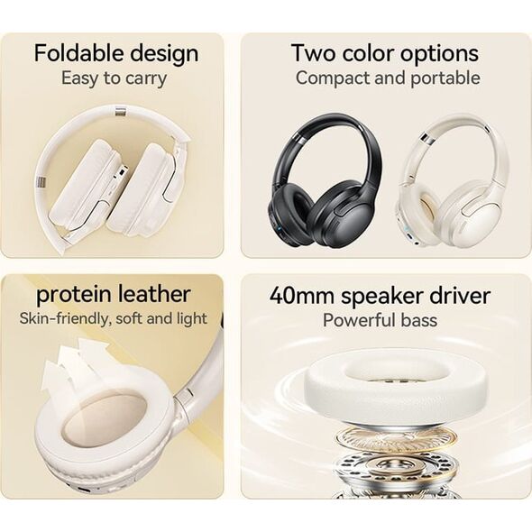 Słuchawki Wekome WEKOME M11 Enjoyer Series - Bezprzewodowe słuchawki nauszne Bluetooth V5.3 ANC (Biały) 14157193 6941027645253