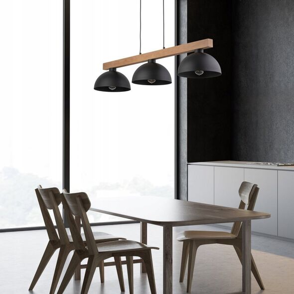 Lampa wisząca TKKRYWULT Tk Lighting Oslo 4710 lampa wisząca zwis 3x15W E27 czarna/drewniana 14158696 5901780547103