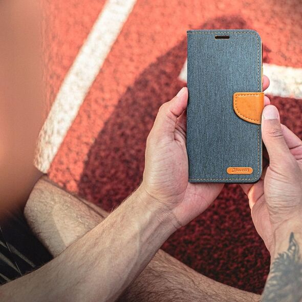 OEM Kabura CANVAS Book do IPHONE 16 granatowy 14167811 5903396308741