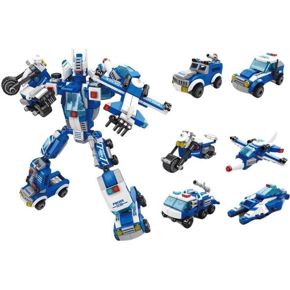 LeanToys Wozy Policyjne Motor Łódź Samolot Policja Klocki Konstrukcyjne MIX 14168995 5905991016694