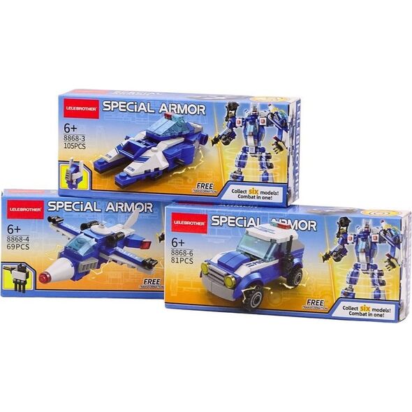 LeanToys Wozy Policyjne Motor Łódź Samolot Policja Klocki Konstrukcyjne MIX 14168995 5905991016694