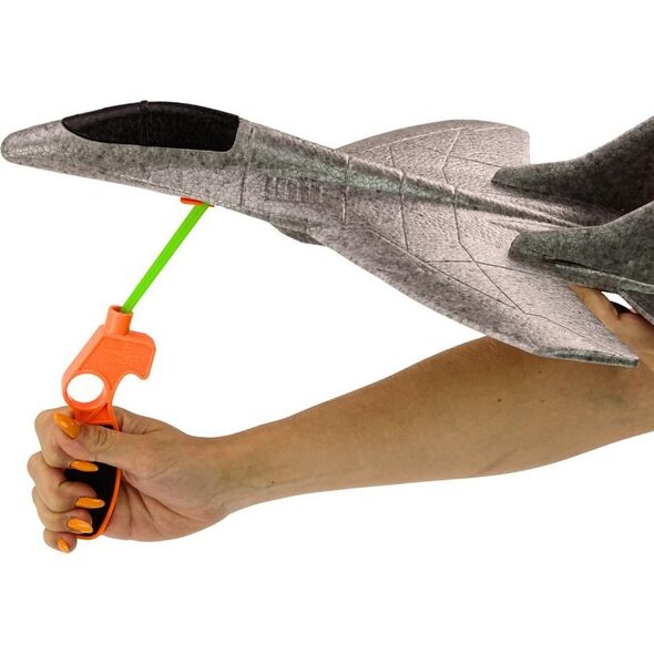LeanToys Samolot Myśliwiec Styropianowy Z Procą Wyrzutnia Szary 14169012 5905991020004