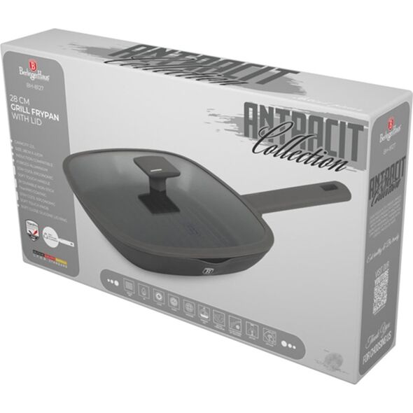Patelnia Berlinger Haus PATELNIA GRILLOWA TYTANOWA Z POKRYWĄ 28cm BERLINGER HAUS BH-8127 ANTRACIT 14171575 5999108467561