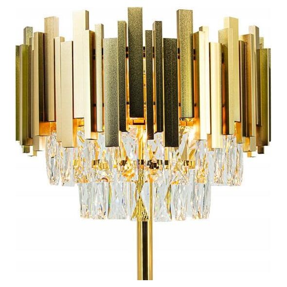 Lampa podłogowa Mdeco Elem Valetta 6268/4F TR lampa podłogowa stojąca 4x60W E27 złota/kryształ 14173381 5907737335472