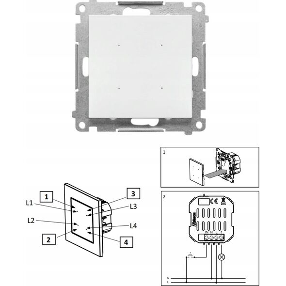 Kontakt-Simon Sterownik przyciskowy Kontakt-Simon 55 TEW1W.01/111 SWITCH oświetleniowy pojedynczy, sterowany smartfonem moduł biały mat 14176253 5902787891305