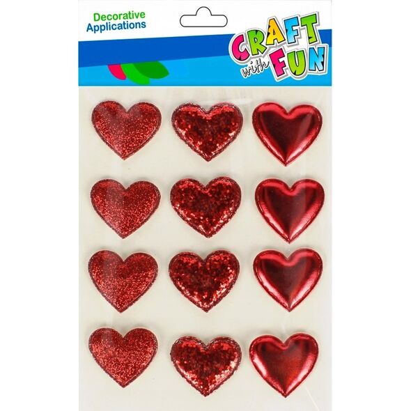 Craft with Fun OZDOBA DEK NAKLEJKI PUFFY SERCE 12SZT CF 12/288 14177380 5904335883084