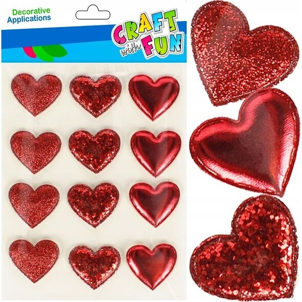 Craft with Fun OZDOBA DEK NAKLEJKI PUFFY SERCE 12SZT CF 12/288 14177380 5904335883084
