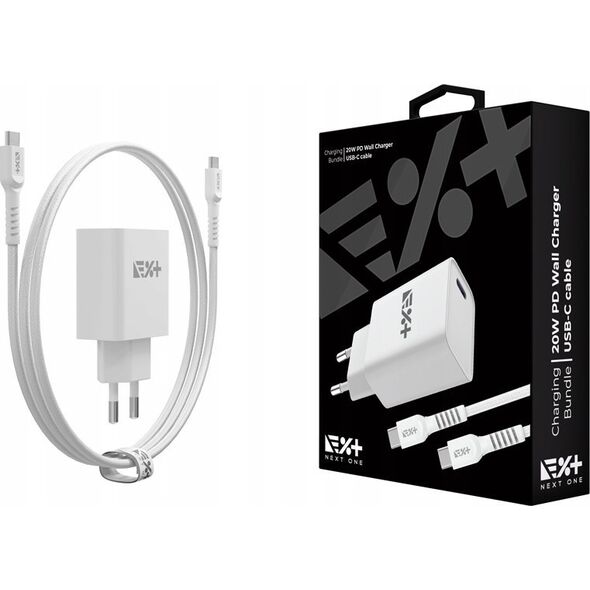 Ładowarka NEXT ONE NEXT ONE Ładowarka sieciowa 20W PD 1xUSB-C z kablem USB-C white 14178325 5940714051330