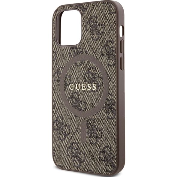 Guess Guess GUHMP12MG4GFRW iPhone 12/12 Pro 6.1" brązowy/brown hardcase 4G Collection Leather Metal Logo MagSafe 14182916 3666339226374