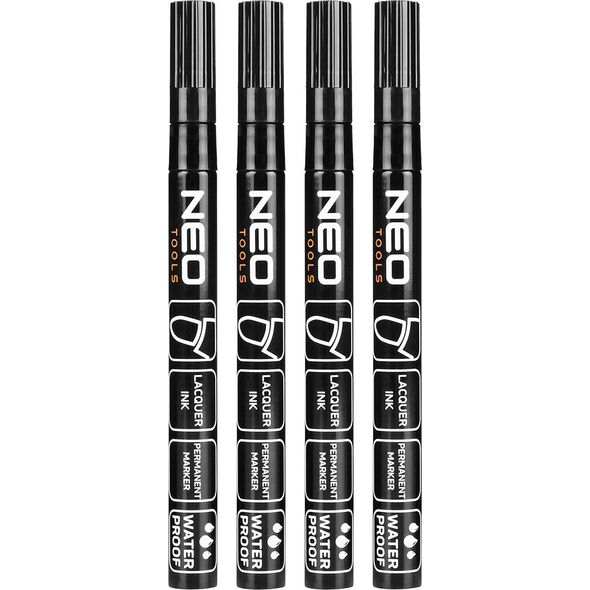 Neo Marker budowlany, czarny, permanentny, wodoodporny, lakierowy, aluminiowy, 4 szt 14196186 5907558475968