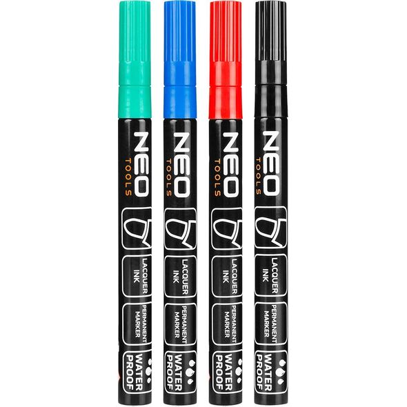 Neo Marker budowlany, 4 kolory, permanentny, wodoodporny, lakierowy, aluminiowy, 4 szt 14196201 5907558475975