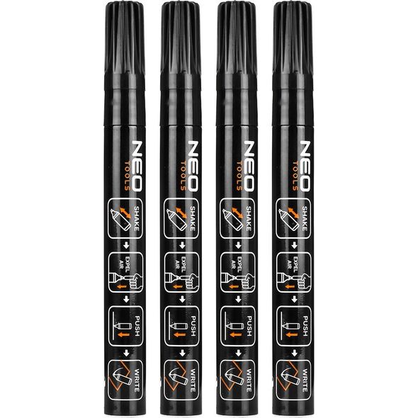 Neo Marker budowlany gruby, czarny, permanentny, wodoodporny, lakierowy, aluminiowy, 4 szt 14196247 5907558475944
