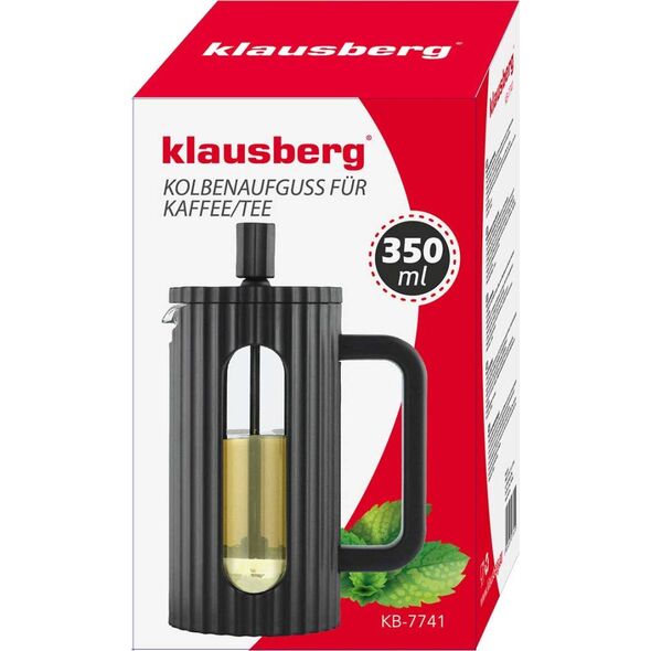 Klausberg ZAPARZACZ TŁOKOWY DO KAWY/HERBATY Z 350ml KLAUSBERG KB-7741 CZARNY 14198862 5908287277410