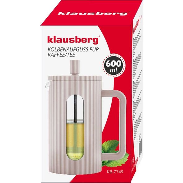 Klausberg ZAPARZACZ TŁOKOWY DO KAWY/HERBATY 600ml KLAUSBERG KB-7749 RÓŻOWY 14198893 5908287277496
