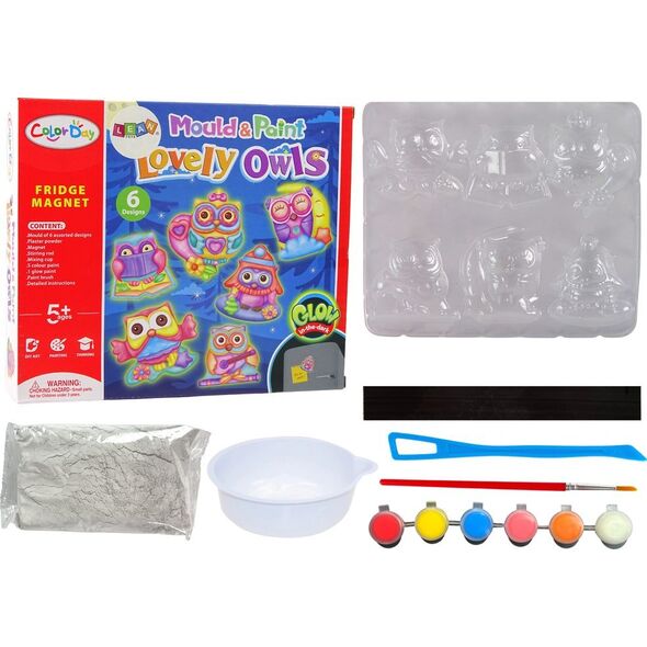 LeanToys Zestaw DIY Do Malowania Świecące Sowy Gips Magnesy LEAN Toys 14200025 5905214975166