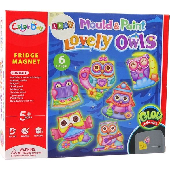 LeanToys Zestaw DIY Do Malowania Świecące Sowy Gips Magnesy LEAN Toys 14200025 5905214975166
