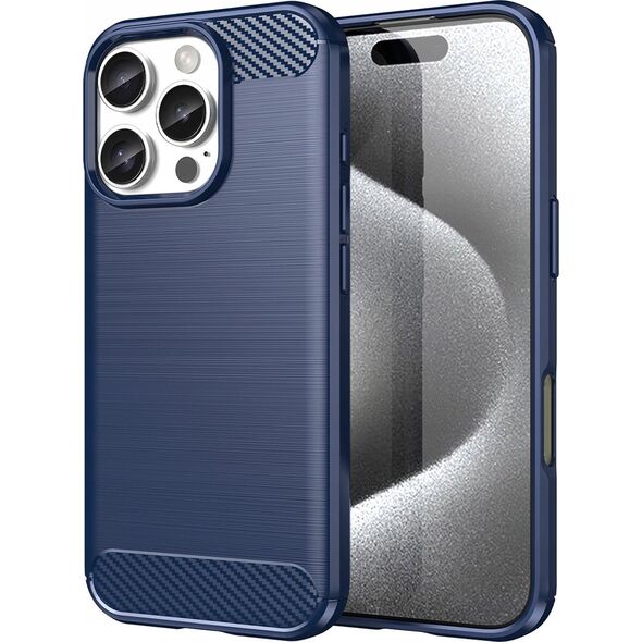 Hurtel Etui silikonowe Carbon Case do iPhone 16 Pro Max - niebieskie 14202306 5907769364808