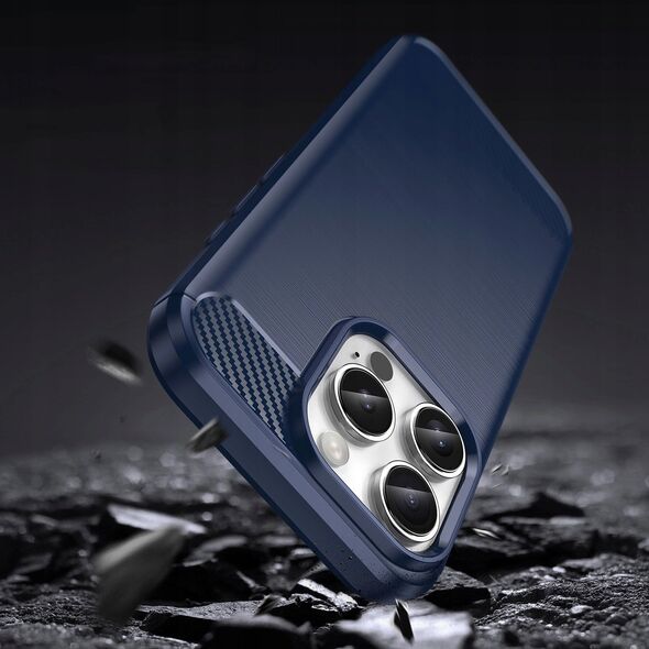 Hurtel Etui silikonowe Carbon Case do iPhone 16 Pro Max - niebieskie 14202306 5907769364808