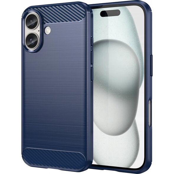 Hurtel Etui silikonowe Carbon Case do iPhone 16 Plus - niebieskie 14202338 5907769364785