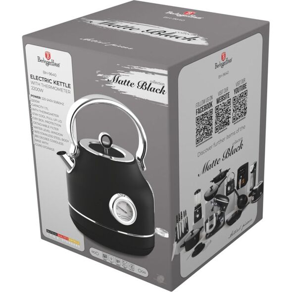Czajnik Berlinger Haus CZAJNIK ELEKTRYCZNY 1,7L Z TERMOMETREM BERLINGER HAUS BH-9640 MATTE BLACK 14214096 5999108481598