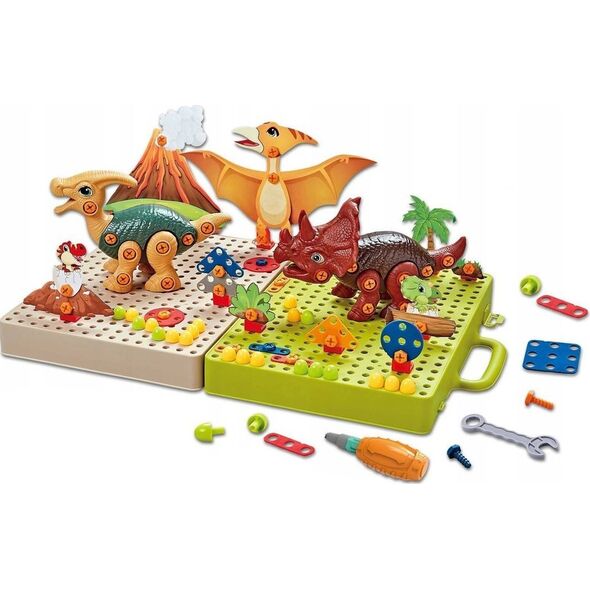 LeanToys Zestaw Plansza Klocki DIY Dinozaury Śrubokręt 14214749 5905515355780