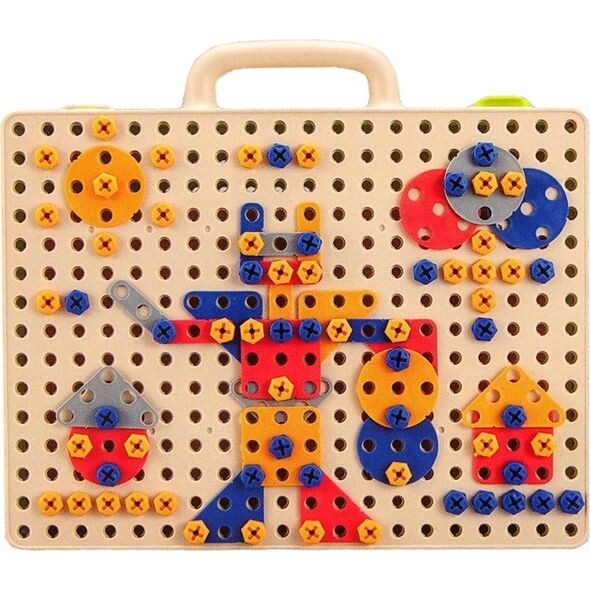 LeanToys Zestaw Plansza Klocki DIY Dinozaury Śrubokręt 14214749 5905515355780