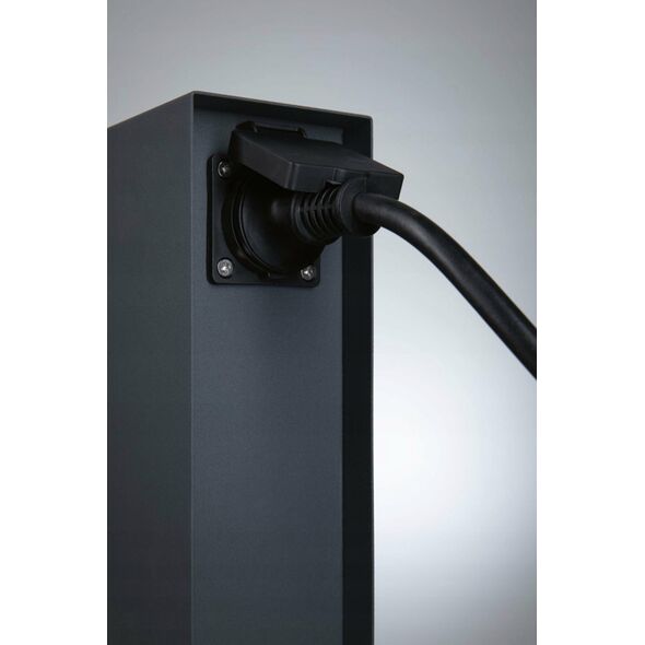 Paulmann Zewnętrzna kolumna zasilająca RIO 2GN. 24V Plug & Shine + 2GN. 230V IP44 + czujnik zmierzchu stal szlachetna / antracyt 14215140 4000870947012