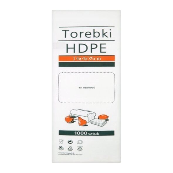 Stella Torebki spożywcze HDPE, 14x4x35cm, 1000 szt., transparentne 14217955 5900536220437