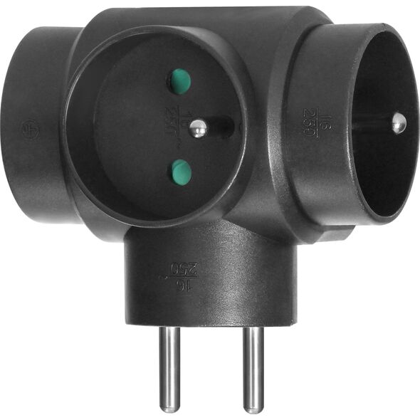 Orno Rozgałęźnik 3x2P+Z, czarny 14218510 5908254813313