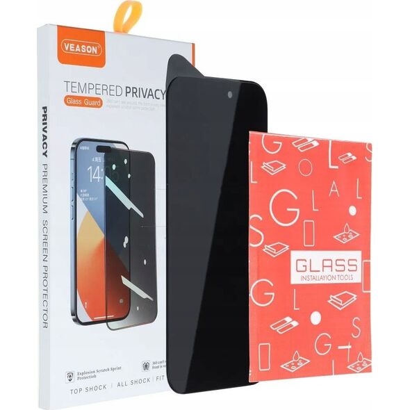Veason Szkło Hartowane 6D Pro Veason Privacy Glass - do Iphone 15 Pro czarny 14221158 5903396248474