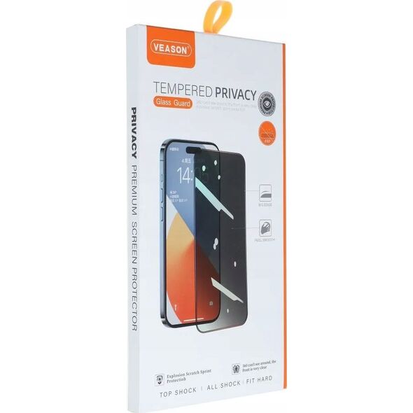 Veason Szkło Hartowane 6D Pro Veason Privacy Glass - do Iphone 15 Pro czarny 14221158 5903396248474