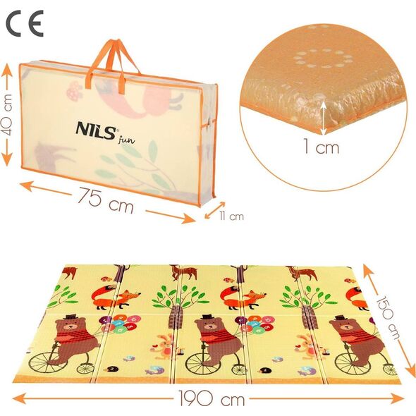 NILS Fun MD05 MATA DZIECIĘCA SKŁADANA FOREST 190x150CM NILS FUN 14223280 5907695503982
