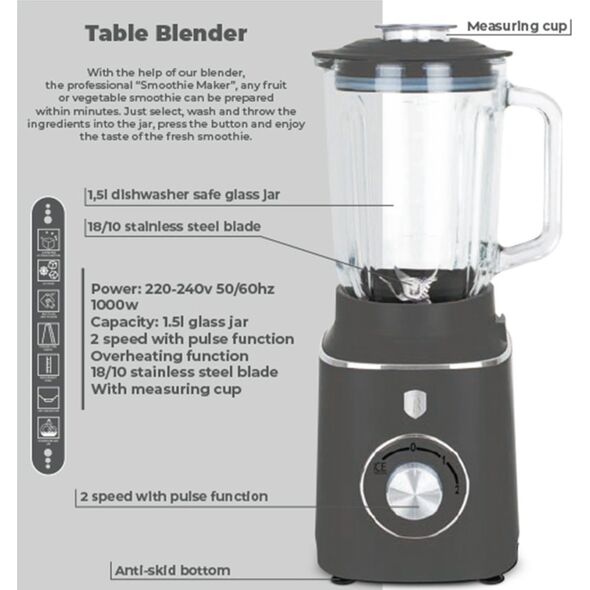 Blender kielichowy Berlinger Haus BLENDER KIELICHOWY MIKSER BERLINGER HAUS BH-9539 ANTRACIT 14225990 5999108471247