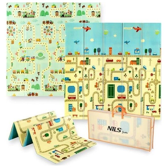 NILS Fun MD04 MATA DZIECIĘCA SKŁADANA CITY 195x180CM NILS FUN 14228600 5907695503951