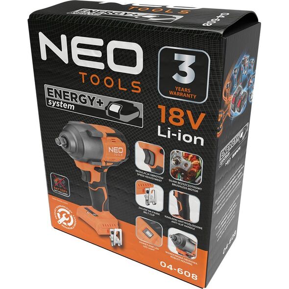 Klucz udarowy Neo Tools Klucz udarowy bezszczotkowy 18V, 850Nm, ??, Energy+, bez akumulatora 14237644 5907558410761