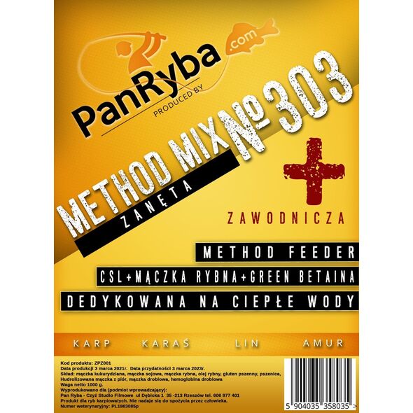 Pan Ryba Zanęta Method Feeder 303 + Zawodnicza Pan Ryba 14239326 5904035358035