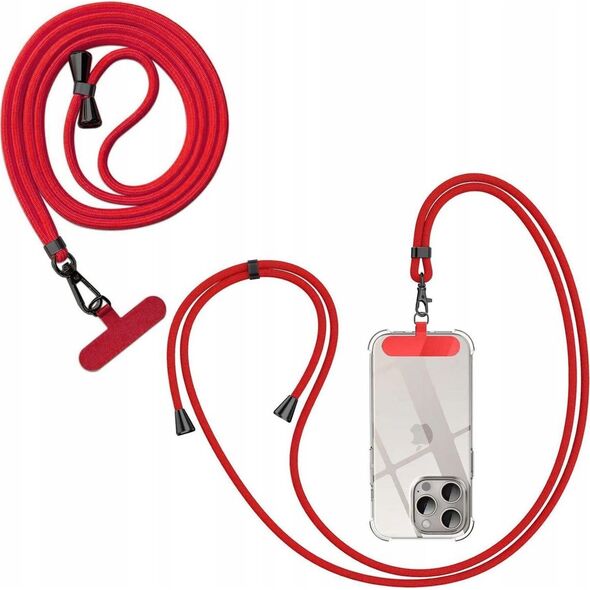 OEM Zawieszka SWING (8mm) do telefonu z regulacją długości / długość sznura 165cm (max 82,5cm w pętli) / na ramię lub szyję - czerwony 14243473 5903396322082