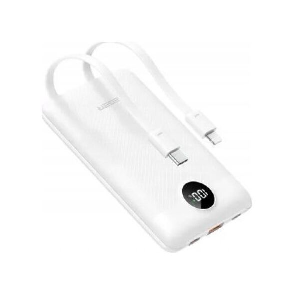 Powerbank Veger VEGER powerbank 10 000 mAh z wbudowanymi kablami Typ C / Lightning PD QC3.0 2A 22,5W C11C (W1170) biały 14243660 6970453559872
