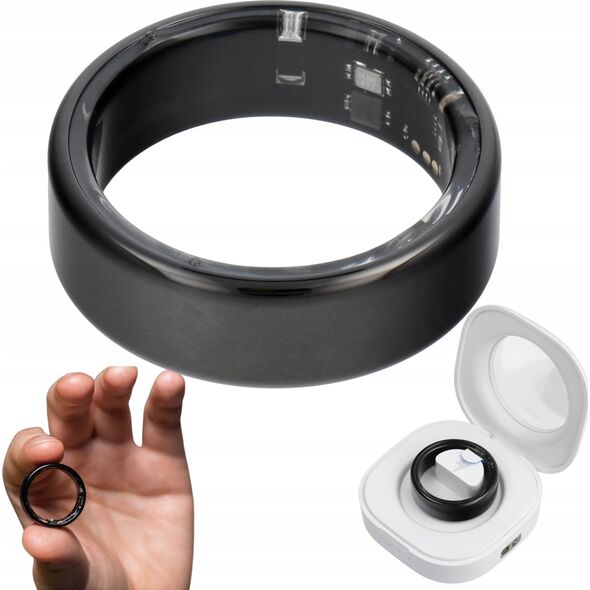 Smartwatch OEM Smart Ring R11M- inteligentny pierścień ze stali ze stacją ładującą rozmiar 8 (18,1mm) czarny 14243662 5903396322839