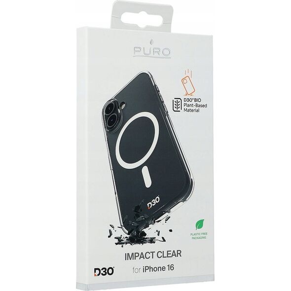 Puro Etui silikonowe Puro Impact Clear D3O MagSafe do iPhone 16 - przezroczyste 14244290 8018417485053